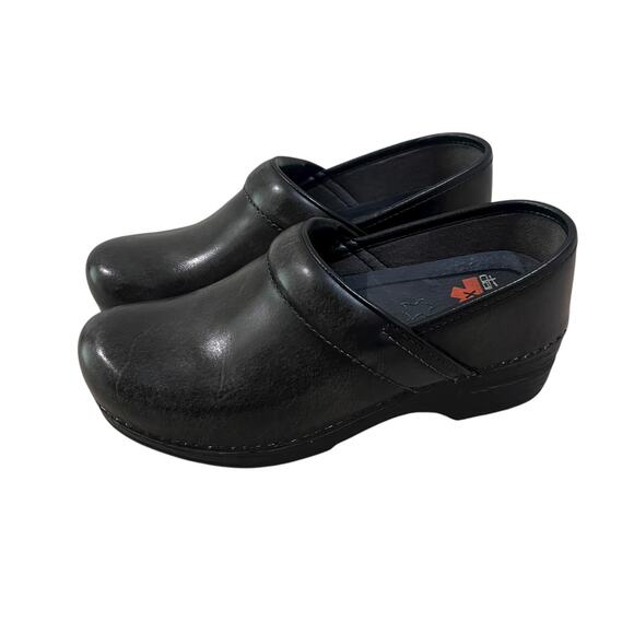 Dansko Shoes Womens Size 37 Black XP Leather Clogs Slip On Professional Work - Picture 3 of 11